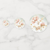 Waterverf Baby Witte Gans Verjaardagsfeest Schatti Confetti (Achterkanten)