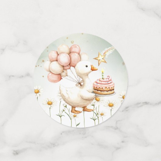 Waterverf Baby Witte Gans Verjaardagsfeest Schatti Confetti (Kleine voorkant)