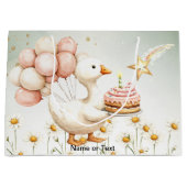 Waterverf Baby Witte Gans Verjaardagsfeest Schatti Groot Cadeauzakje (Voorkant)