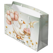 Waterverf Baby Witte Gans Verjaardagsfeest Schatti Groot Cadeauzakje (Achterkant Gekanteld)