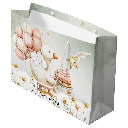 Waterverf Baby Witte Gans Verjaardagsfeest Schatti Groot Cadeauzakje (Voorkant Gekanteld)