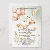 Waterverf Baby Witte Gans Verjaardagsfeest Schatti Kaart (Voorkant)