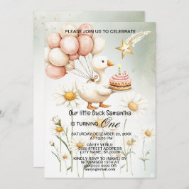 Waterverf Baby Witte Gans Verjaardagsfeest Schatti Kaart