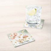 Waterverf Baby Witte Gans Verjaardagsfeest Schatti Kartonnen Onderzetters (Insitu)