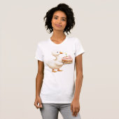 Waterverf Baby Witte Gans Verjaardagsfeest Schatti T-shirt (Voorkant volledig)