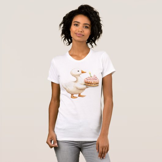 Waterverf Baby Witte Gans Verjaardagsfeest Schatti T-shirt (Voorkant volledig)