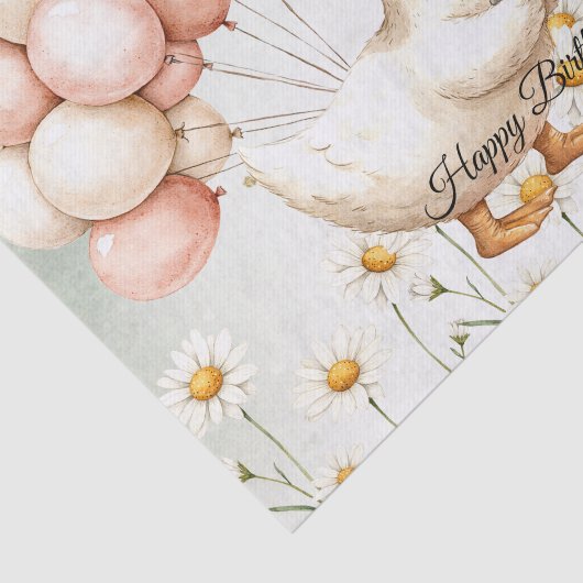 Waterverf Baby Witte Gans Verjaardagsfeest Schatti Tissuepapier (Detail)