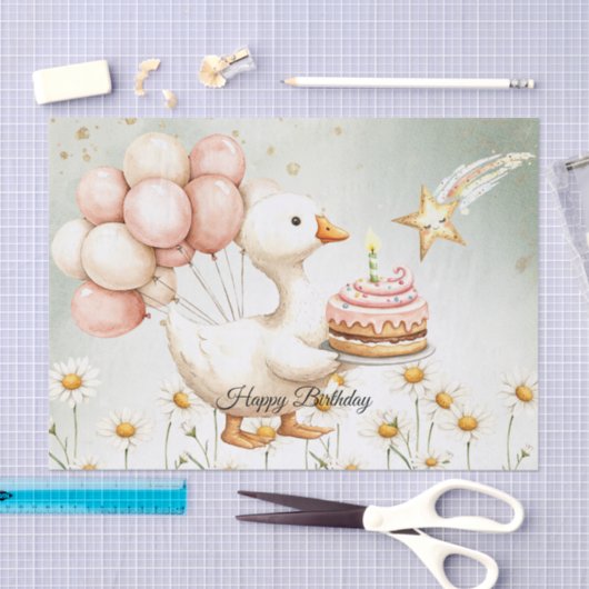 Waterverf Baby Witte Gans Verjaardagsfeest Schatti Tissuepapier (Craft)