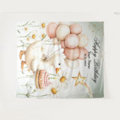 Waterverf Baby Witte Gans Verjaardagsfeest Schatti Wandkleed (Voorkant (horizontaal))