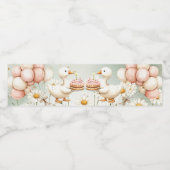 Waterverf Baby Witte Gans Verjaardagsfeest Schatti Waterfles Etiket (Enkel label)