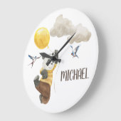 Waterverf Baby Zaal Nursery Cute Panda Ballon  Grote Klok (Hoek)