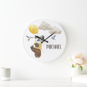 Waterverf Baby Zaal Nursery Cute Panda Ballon  Grote Klok (Huis)