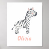 Waterverf Baby Zebra Kind kinderkamer Poster (Voorkant)