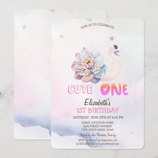 Waterverf Baby zwoegventiel 1ste Kaart (Voorkant / Achterkant)