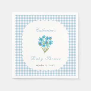 Waterverf Babyfeest Blauwe Bloemen Servetten