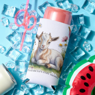 Waterverf Babygeit met Wilde Bloemen Baby Shower Seltzer Blikjeskoeler
