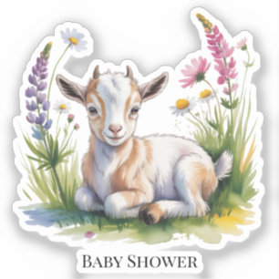 Waterverf Babygeit met Wilde Bloemen Baby Shower Sticker