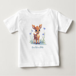 Waterverf Babyhert Blauwe Bloemen Baby T-shirt