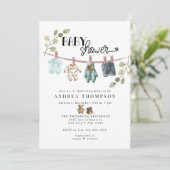 Waterverf babykleding | Boho Boy-Baby shower Kaart (Staand voorkant)