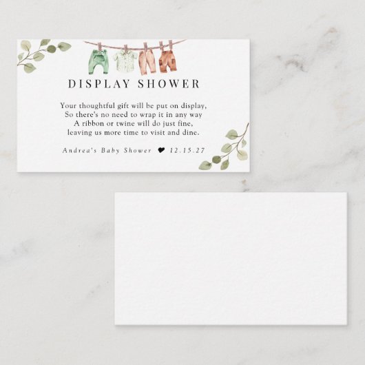 Waterverf babykleding | Boho Boy Display Douche Informatiekaartje (Voorkant / Achterkant)