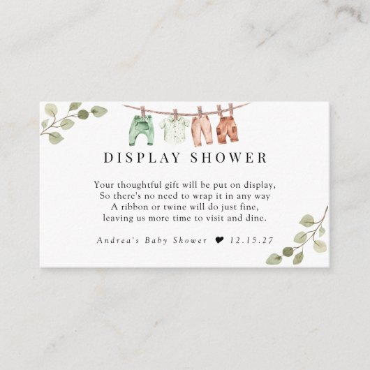 Waterverf babykleding | Boho Boy Display Douche Informatiekaartje (Voorkant)