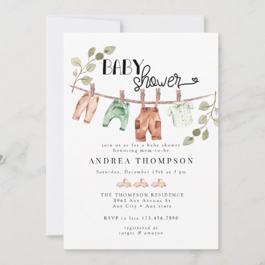 Waterverf babykleding | Boho BoyBaby Douche Kaart (Voorkant)