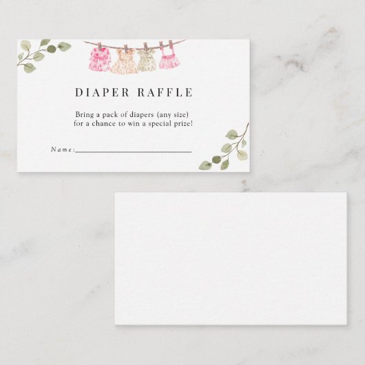 Waterverf babykleding | Boho Gir Luier Raffle Informatiekaartje (Voorkant / Achterkant)