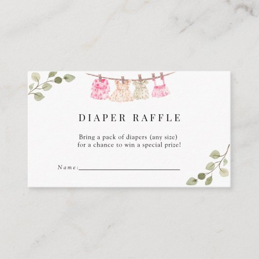 Waterverf babykleding | Boho Gir Luier Raffle Informatiekaartje (Voorkant)
