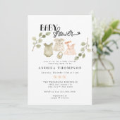 Waterverf babykleding | Boho Meisje Baby shower Kaart (Staand voorkant)