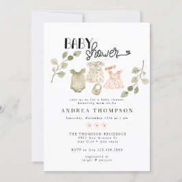 Waterverf babykleding | Boho Meisje Baby shower Kaart