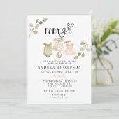 Waterverf babykleding | Boho Meisje Baby shower Kaart (Staand voorkant)