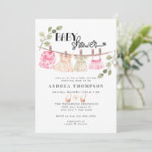 Waterverf babykleding | Boho Meisje Baby shower Kaart (Staand voorkant)