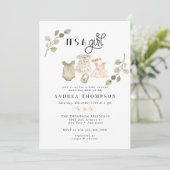 Waterverf babykleding | Boho Meisje Baby shower Kaart (Staand voorkant)