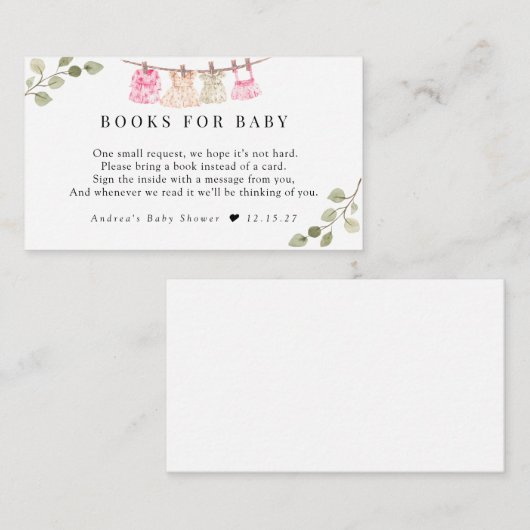 Waterverf babykleding | Boho Meisjes Boeken voor B Informatiekaartje (Voorkant / Achterkant)