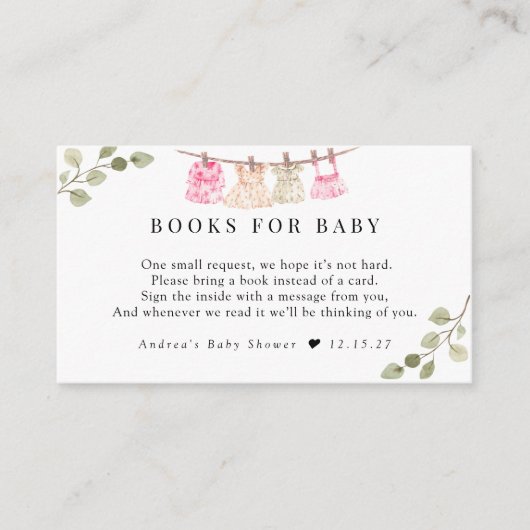 Waterverf babykleding | Boho Meisjes Boeken voor B Informatiekaartje (Voorkant)