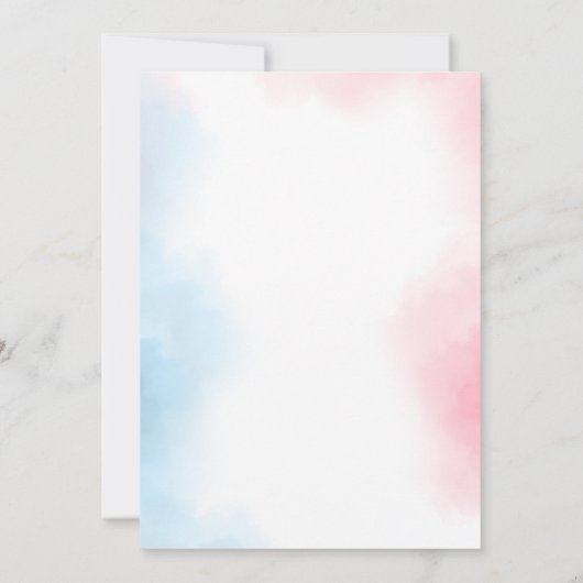 Waterverf Babykleding Geslacht onthullen Uitnodigi Kaart (Achterkant)