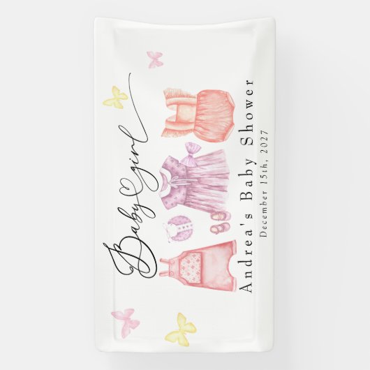 Waterverf babykleding | Het is een meisje Baby sho Spandoek (Verticaal)