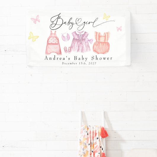 Waterverf babykleding | Het is een meisje Baby sho Spandoek (Insitu)