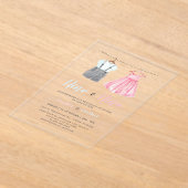 Waterverf Babykleding Spaans Geslacht Onthulling Acryl Uitnodigingen (Laagn)