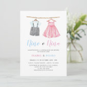 Waterverf Babykleding Spaans Geslacht Onthulling Kaart (Staand voorkant)