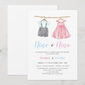 Waterverf Babykleding Spaans Geslacht Onthulling Kaart (Voorkant / Achterkant)