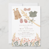 Waterverf Babykleding & Tarwe Baby shower Kaart (Voorkant)