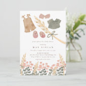 Waterverf Babykleding & Tarwe Baby shower Kaart (Staand voorkant)