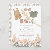 Waterverf Babykleding & Tarwe Baby shower Kaart (Voorkant / Achterkant)