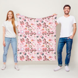 Waterverf babymeisje patroon met speelgoed en kler fleece deken