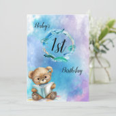 Waterverf Baby's 1e Verjaardag Kaart (Staand voorkant)