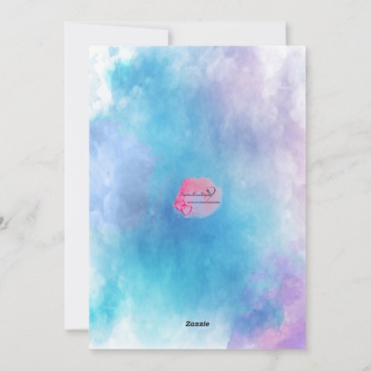 Waterverf Baby's 1e Verjaardag Kaart (Achterkant)