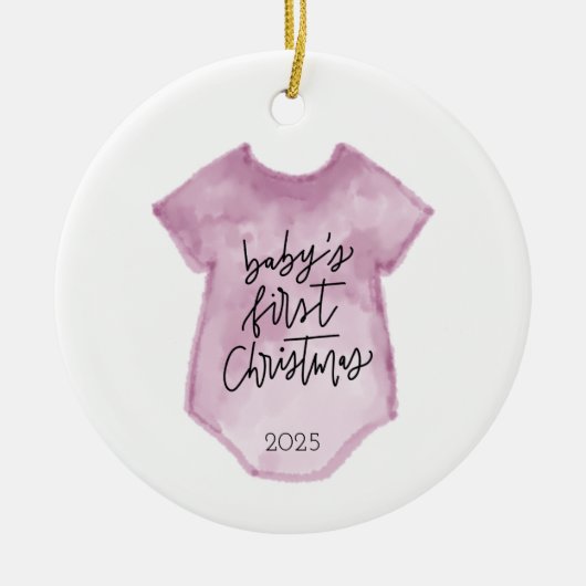 Waterverf Baby's eerste kerst Ornament (Voorkant)