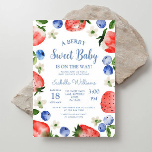 Waterverf Babyshower Jongen met Blauwe Bes en Aard Kaart