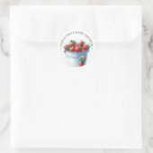 Waterverf Babyshower met Aardbeien Ronde Sticker (Tas)